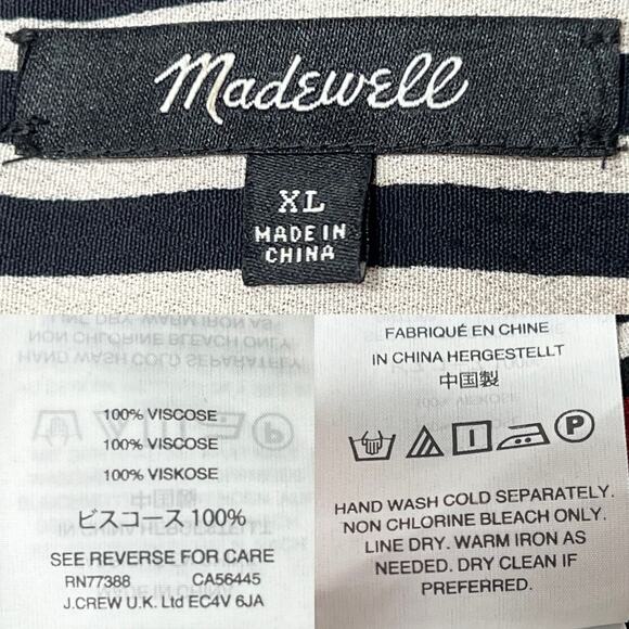 Madewell Wrap Top in Candied Orchids Black/White Striped Floral sz XL - Picture 9 of 10